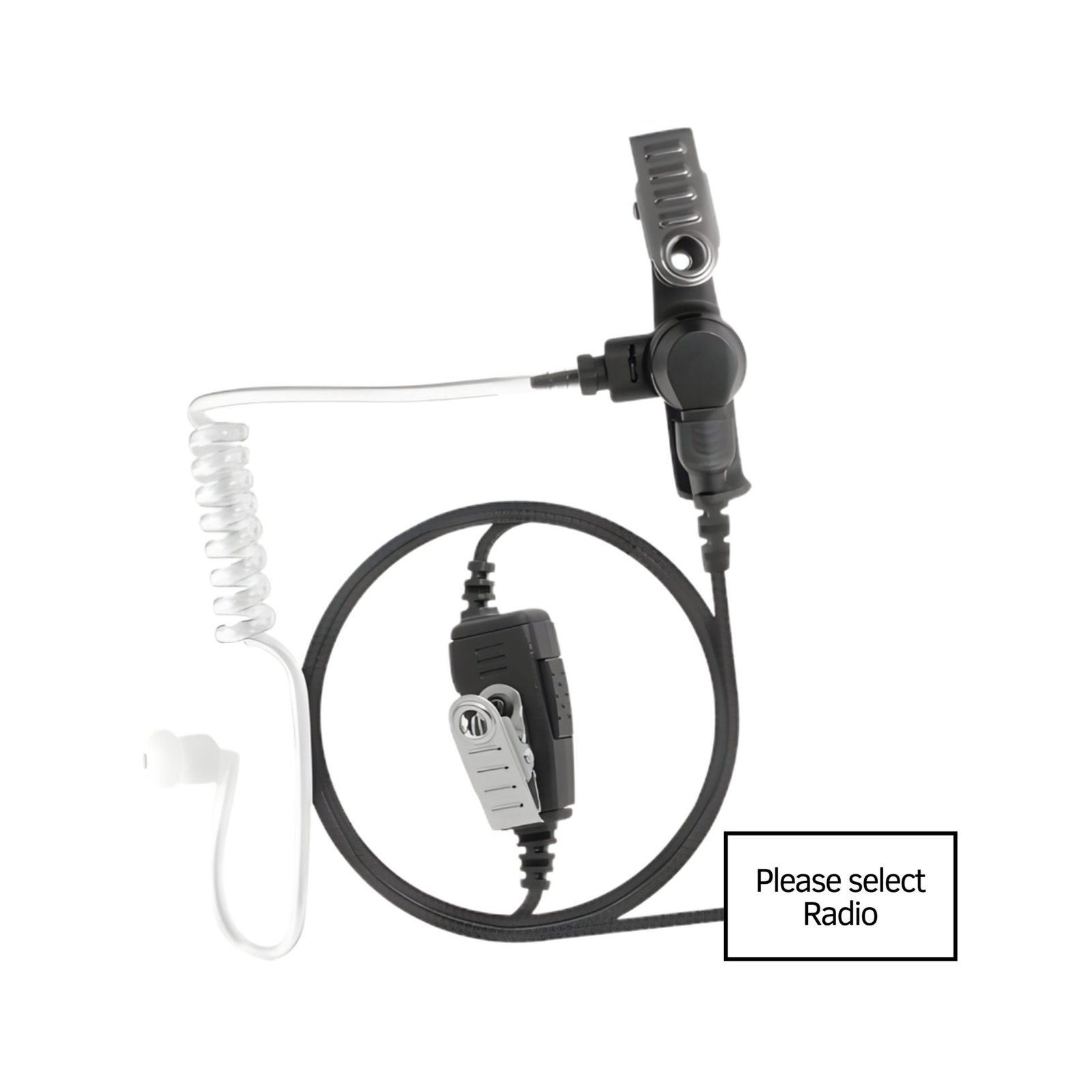 N2W 1 Wire Acoustic Tube earpiece, Braided Fiber Cloth, inline PTT/Mic. with added Shielding, Surgical Tubing with UV Protection N2W earpiece